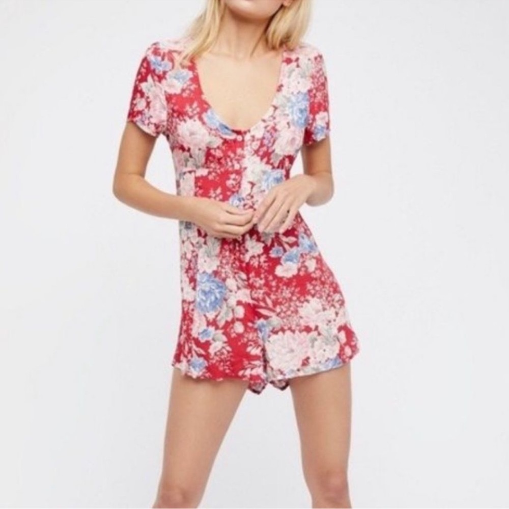 Auguste The Label Red Floral Romper Size 4